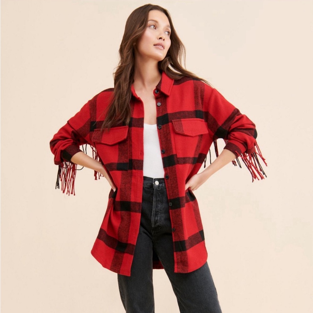 Badgley Mischka Oversized Flannel Shirt sz L